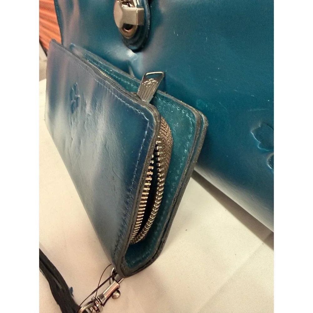 PATRICIA NASH Large PURSE Bag‎ Stintino Leather Flap Satchel W/ FREE  WALLET
